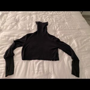 Joah Brown Black Ribbed Cropped Shirt